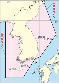 竹島問題の発端「李承晩ライン」の地図