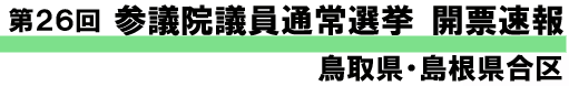 第26回参議院議員通常選挙 開票速報 鳥取県・島根県合区
