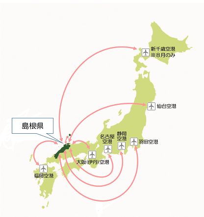 島根の航空ネットワーク図