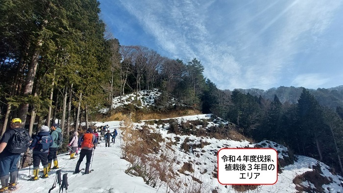 循環型林業の説明を聞く参加者