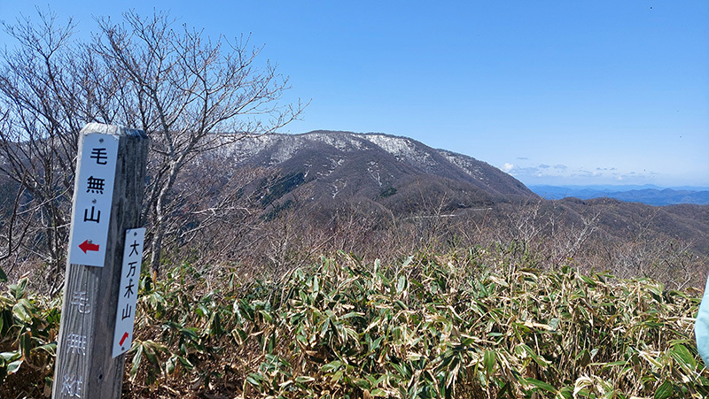 毛無山展望台からみた残雪の大万木山