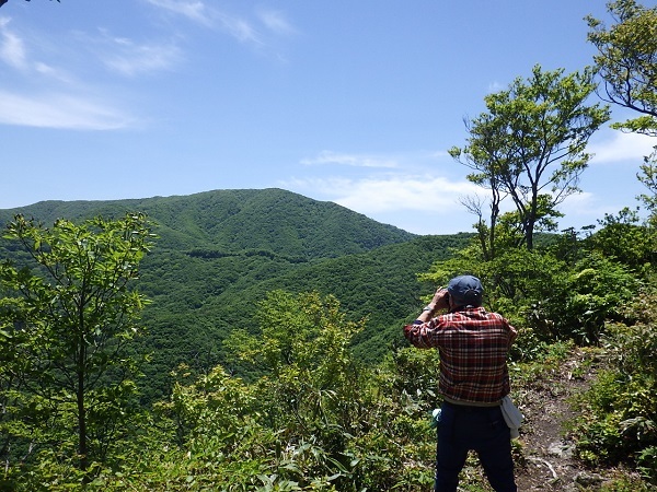 山頂から写真を撮影される参加者の画像