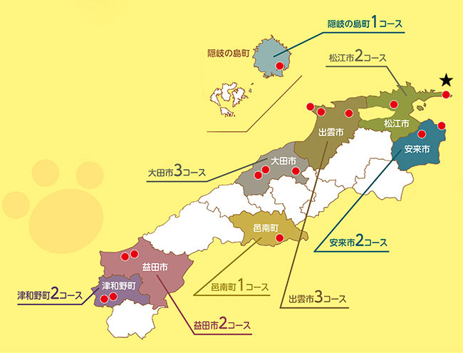 県内16コースの地図