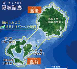 隠岐諸島の地図