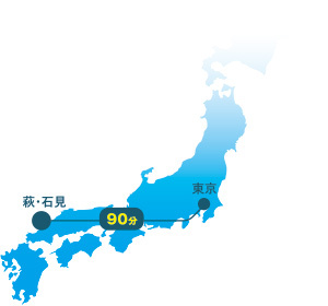 萩・石見−東京の航空路線図