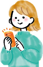 スマートフォンを持つ女性のイラスト