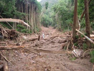 隠岐地区の大雨と昨年７月豪雨の災害の写真