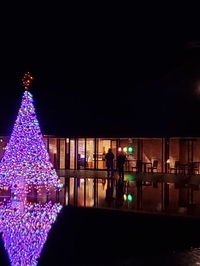 芸術文化センターグラントワのクリスマスツリーにライトアップ