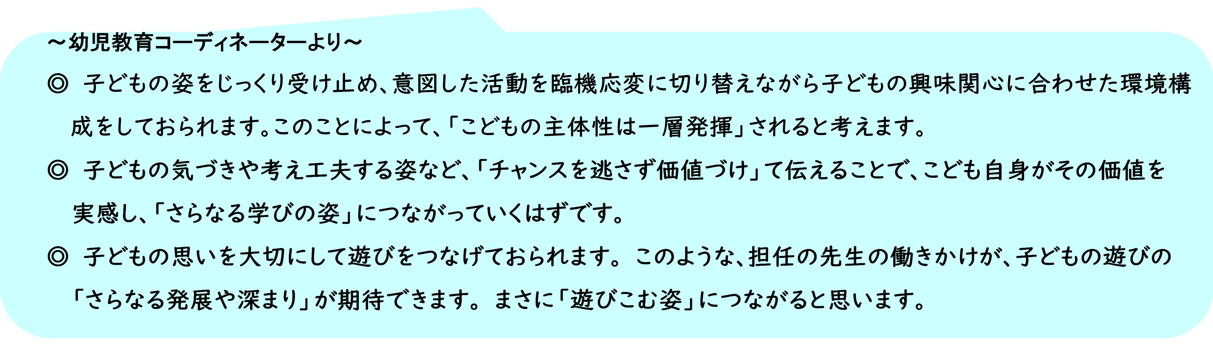 幼児教育コーディネーターからのコメント