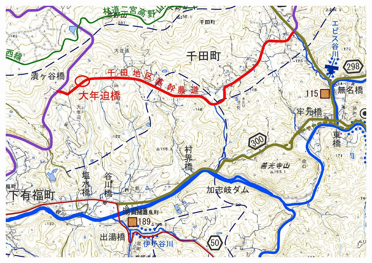 農道（千田地区）の路線位置図