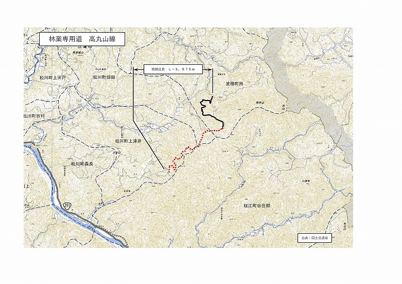 林道高丸山線の路線計画図