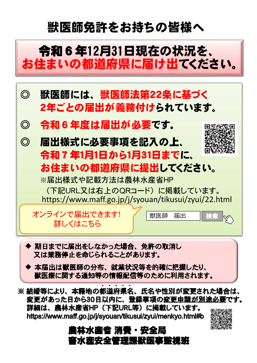 獣医師法第22条に基づく届出の説明資料