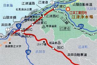 江津浄水場位置図