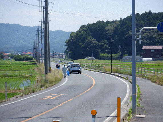 道路沿いのごみ拾いの様子