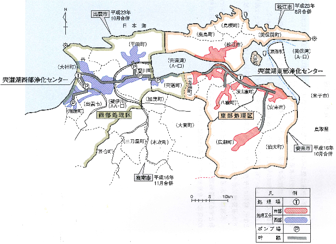 宍道湖流域下水道計画図
