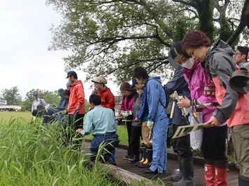 草刈り前の説明中