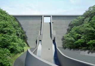 浜田ダム再開発工事完成、下流面予想図