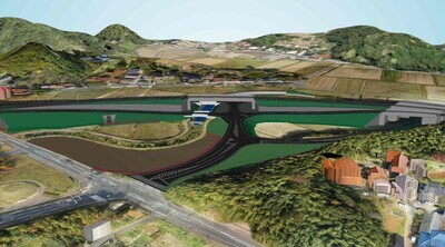 西持田交差点横から