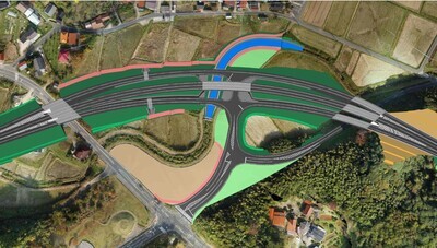 西持田交差点上から