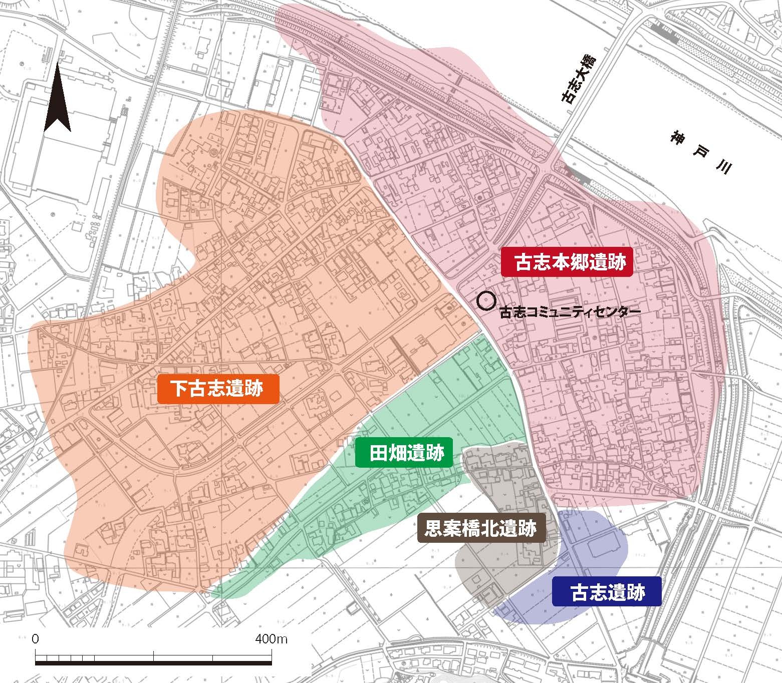古志遺跡群の分布図
